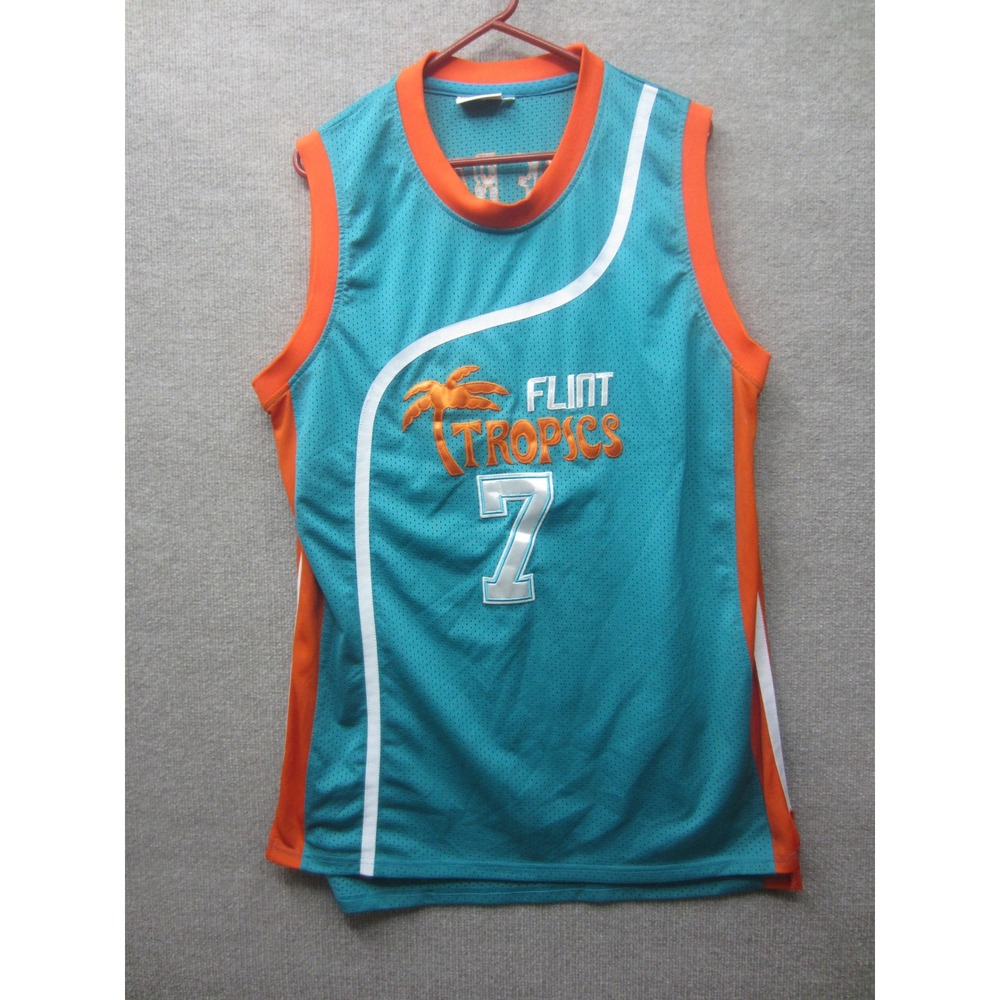 Mitchell & Ness Flint Tropics Coffee Black 7 Jersey Semi-Pro Teal Orange Size 56